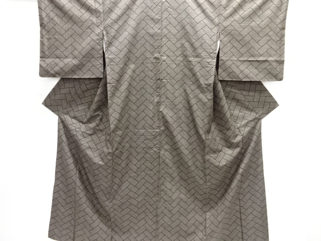 JAPANESE KIMONO / SILK / DORO OSHIMA TSUMUGI / WOVEN FENCE